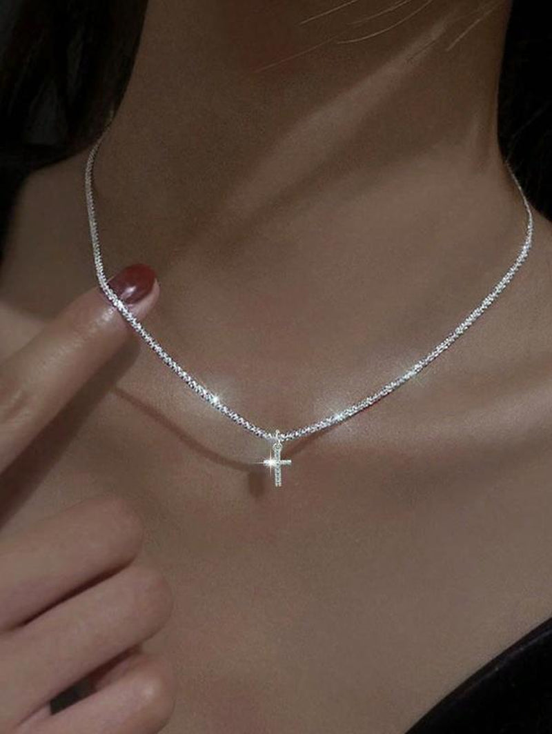 High-Quality Copper Cross Pendant Necklace for Women Doublecrossnecklace Latinaaccessories Cute Bracelets