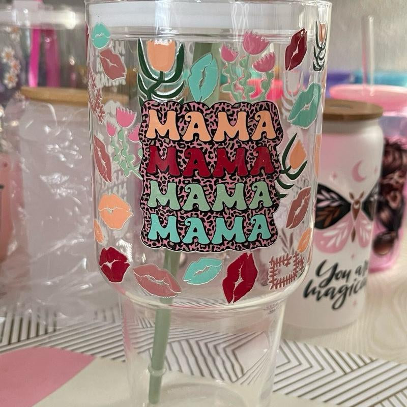 Mama 40Oz Glass Cup Drinkware Tumblers