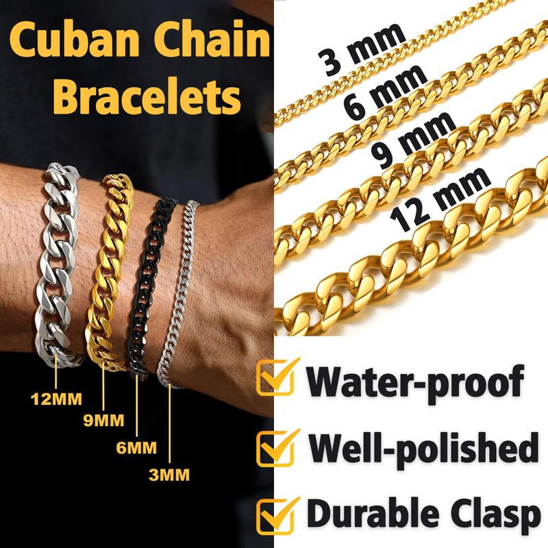 Findchic Cuban Link Chain Bracelets Stainless Steel Chain Hip Hop Bracelets Unisex Chunky Bracelets Jewelry for Women Men Girlfriend Boyfriend
