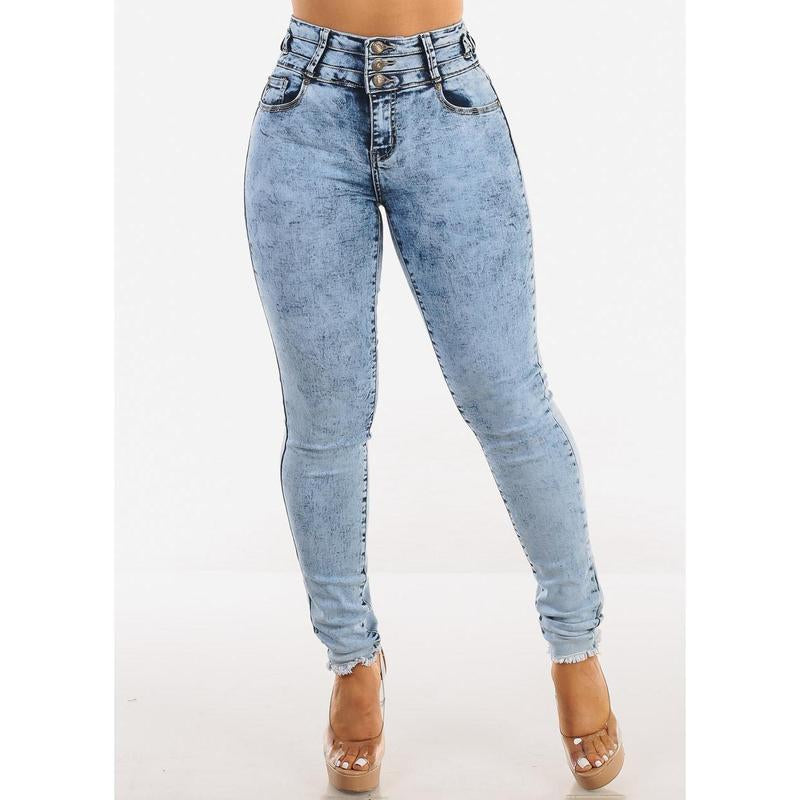 MX JEANS Butt Lift High Waist Acid Wash Skinny Jeans