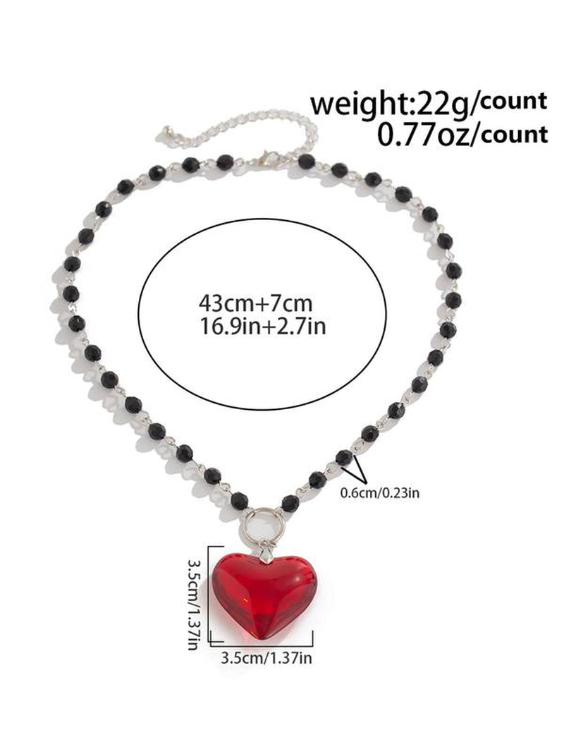 Artificial Crystal & Heart Charm Decor Pendant Necklace for Women & Girls, Fashion Jewelry for Party, Daily Decor, Trendy All-Match & Exquisite Jewelry for Birthday Gift
