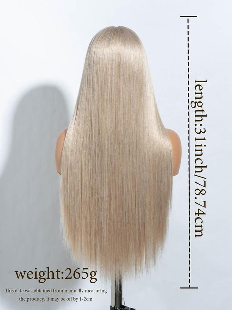 31 Inch Long Straight Wigs for Women, Fashion Gorgeous Fluffy Heat Resistant Wigs without Bangs, Synthetic Lace Front Wigs for Party, Daily Use