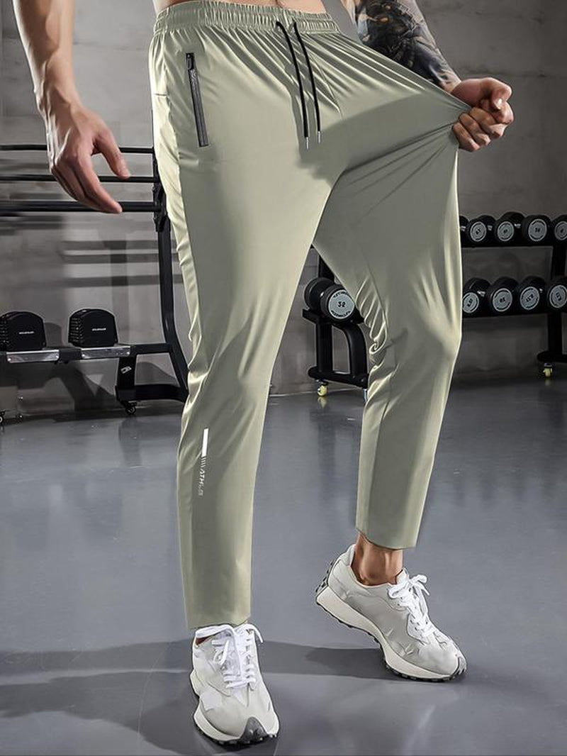 Letter & Striped Embroidery Drawstring Waist Pants for Men, Regular Fit Casual Comfy Pocket Trousers for Summer, Men'S Bottoms for Daily Wear, Summer Outfits 2024 for Work