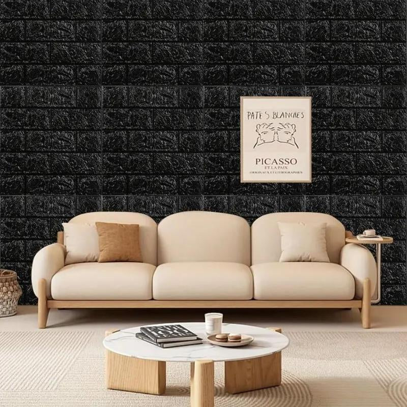 3D Self-Adhesive Foam Tile Wall Sticker, 50Pcs/100Pcs Waterproof Adhesive Decorative Panel, Interior Easy to Stick for Indoor Wall Decoration