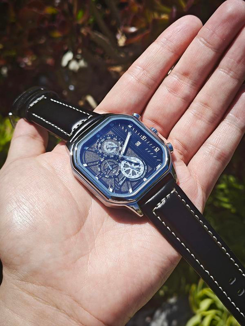 New Fashion Luminous Quartz Watch Royal Design Waterproof Leather Band Wristwatch for Men Analog Reloj