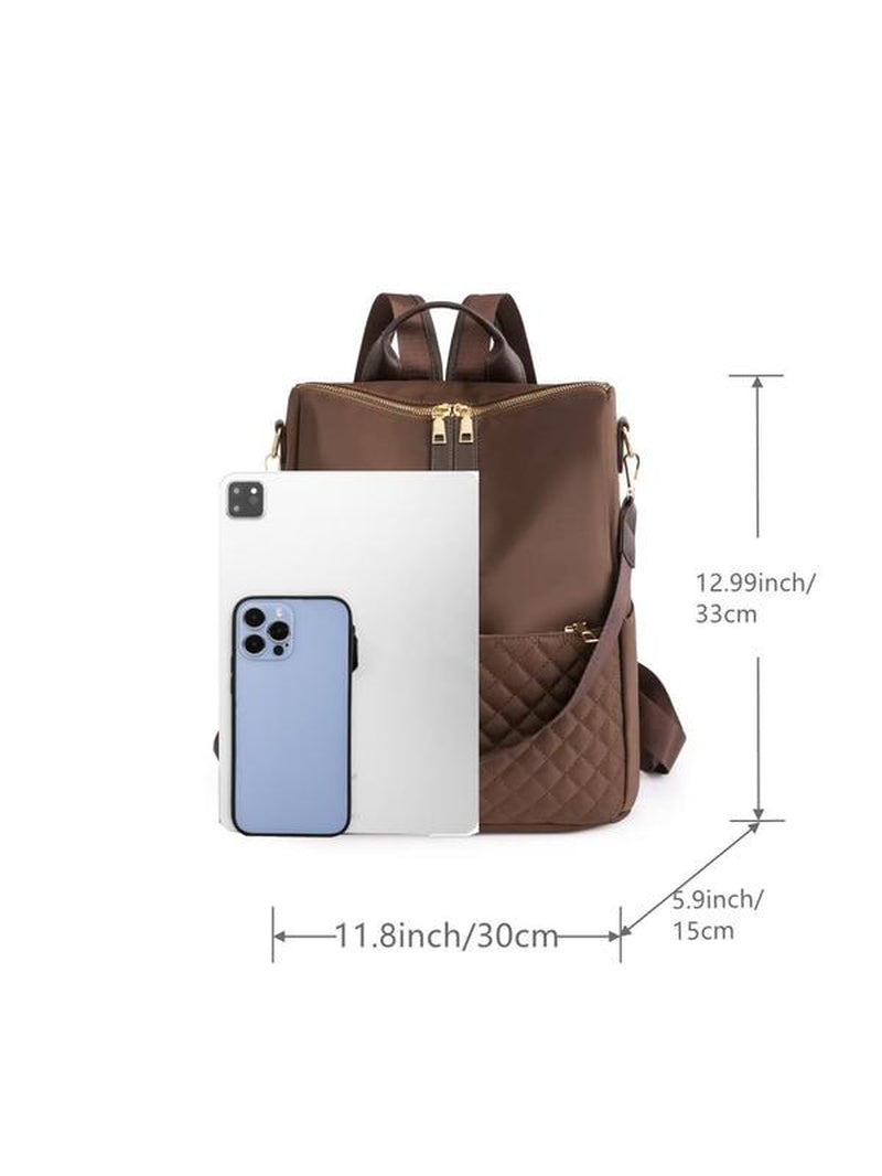Simple Plain Quilted Nylon Backpack for Summer, Diaper Bag Backpack, Multi-Functional Zipper Waterproof Backpack for School, Durable Strap Travel Stylish Casual Daypack, Stylish Daypacks, Casual Travel Backpack