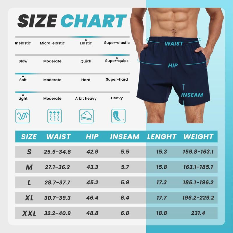 SHOWITTY 2 Pack ‌Plus Size Men'S Gym Workout Shorts with Zipper Pockets- ‌ 5' Quick Dry Summer Athletic Running Casual Basketball Wear