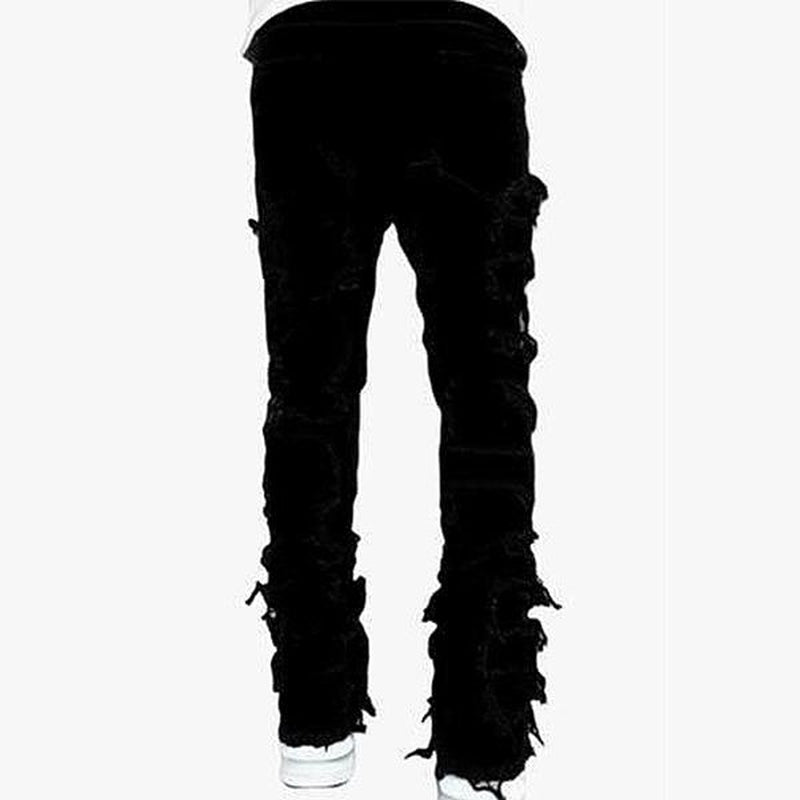 Men'S Creative Fringe Straight Jeans, Men'S Layered Jeans Skinny Ripped Jeans Slim Jeans Y2K Goth Harajuku Emo Jeans, Men'S Casual Mid-Stretch Street Style Hip-Hop Barrel Jeans, Quality Fabric Skinny Jeans for All Seasons