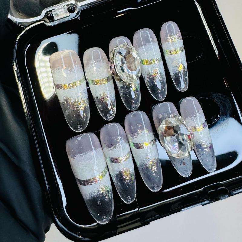 Almond Shaped Rhinestone Press on Nails for Nail Art - Nail Care