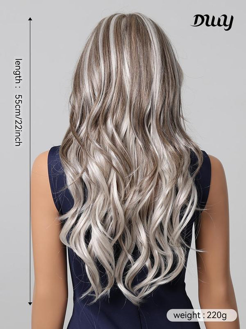 Dwy 22 Inch Long Curly Chunky Highlight Wigs for Women, Gorgeous Fluffy Wigs without Bangs, Synthetic Lace Front Wigs for Party, Daily Use, Hairstyle Ideas