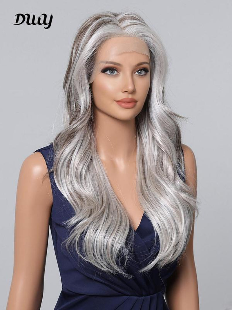 Dwy 22 Inch Long Curly Chunky Highlight Wigs for Women, Gorgeous Fluffy Wigs without Bangs, Synthetic Lace Front Wigs for Party, Daily Use, Hairstyle Ideas