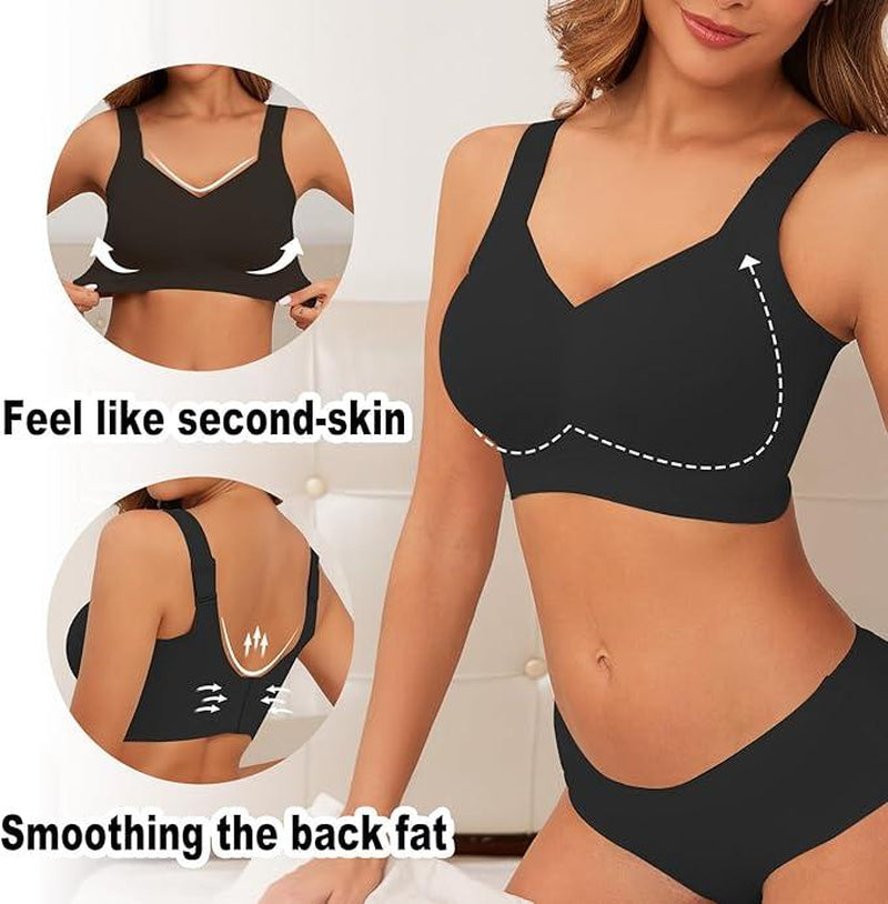 Posefree Womens Seamless Wireless Supportive Push up Comfort Soft No Underwire Full Coverage T-Shirt Sleep Strap Push Underwear Women'S Wirefree Full Coverage Padded Bra Lettes Sculpt Coverage Wireless Back Smoothing Women Lingerie Brasier 32