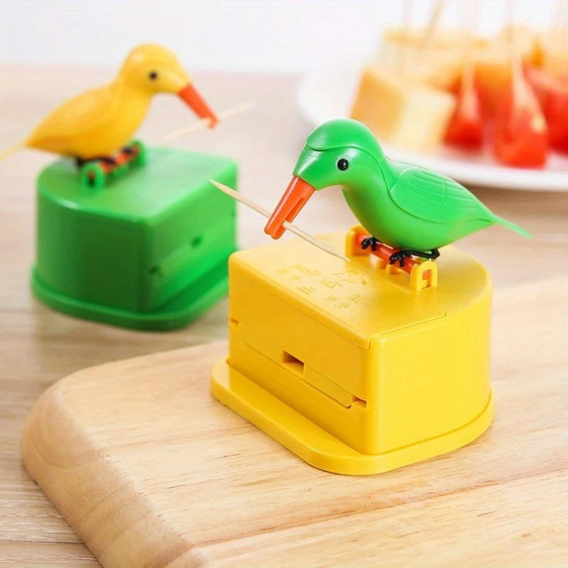 1Pc Cute Bird-Shaped Toothpick Dispenser - Durable PP Plastic Easy Press-To-Open for Home Room Party Storage Fun Gift Idea