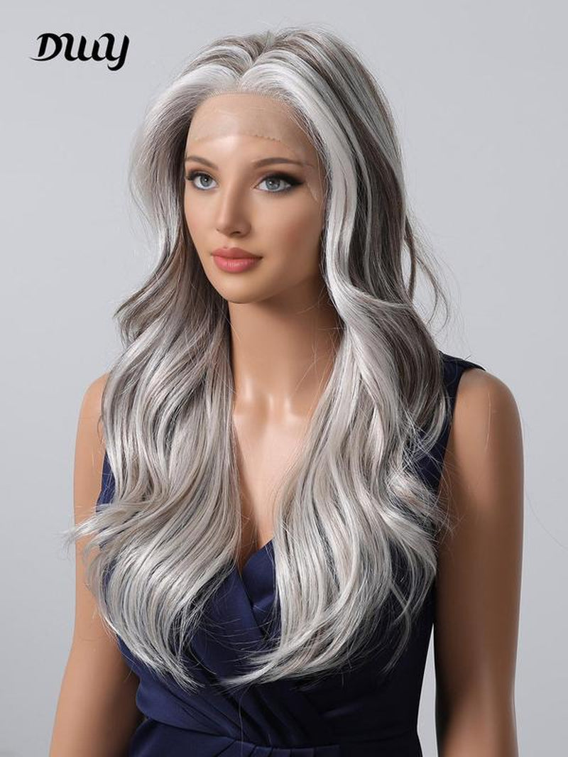 Dwy 22 Inch Long Curly Chunky Highlight Wigs for Women, Gorgeous Fluffy Wigs without Bangs, Synthetic Lace Front Wigs for Party, Daily Use, Hairstyle Ideas