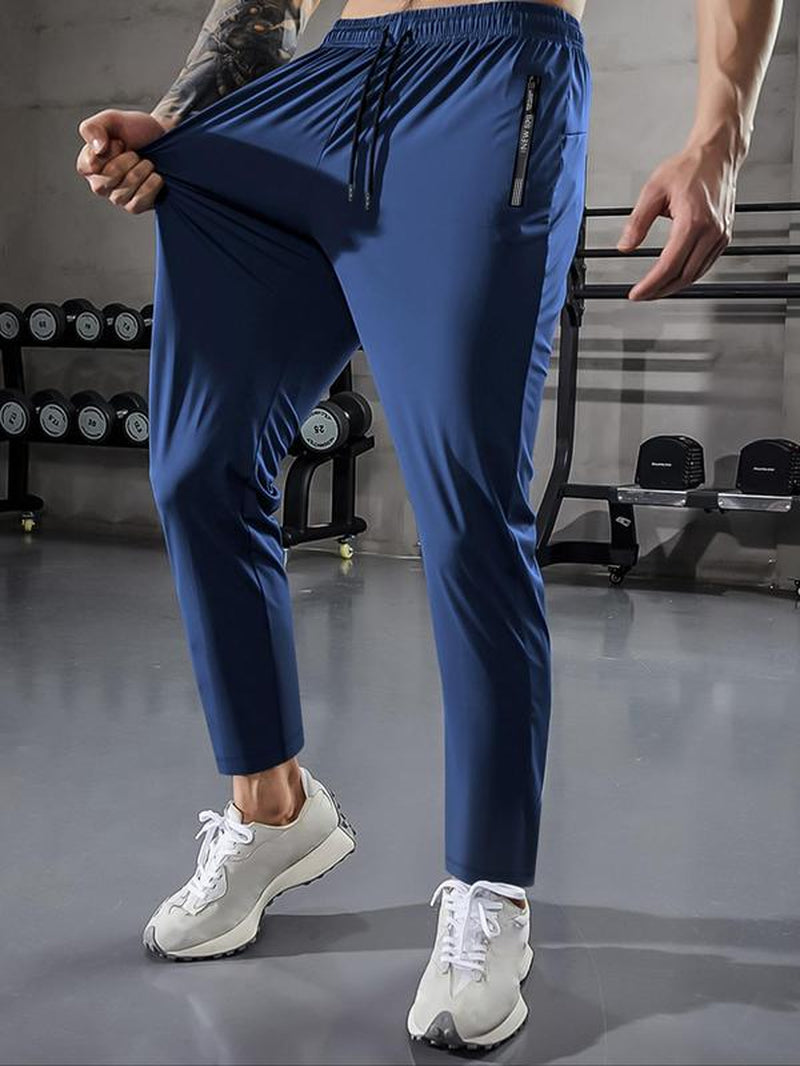 Letter & Striped Embroidery Drawstring Waist Pants for Men, Regular Fit Casual Comfy Pocket Trousers for Summer, Men'S Bottoms for Daily Wear, Summer Outfits 2024 for Work