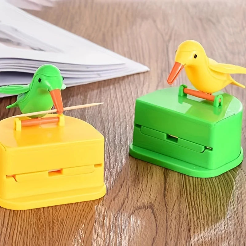 1Pc Cute Bird-Shaped Toothpick Dispenser - Durable PP Plastic Easy Press-To-Open for Home Room Party Storage Fun Gift Idea