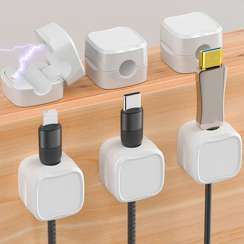 6PCS Magnetic Wire Organizer Desktop Cable Clip Protector Cord Magnet Cable Winder Row Plug Mouse USB Charging Line Holder Hook