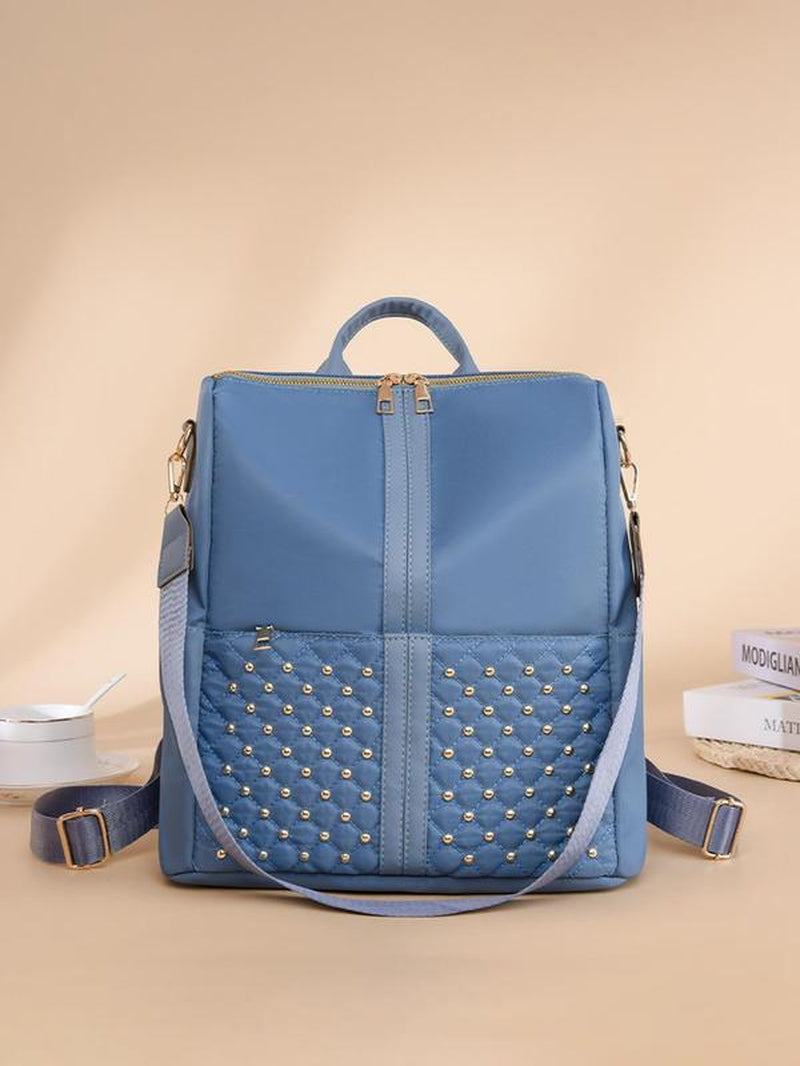 Simple Plain Quilted Nylon Backpack for Summer, Diaper Bag Backpack, Multi-Functional Zipper Waterproof Backpack for School, Durable Strap Travel Stylish Casual Daypack, Stylish Daypacks, Casual Travel Backpack