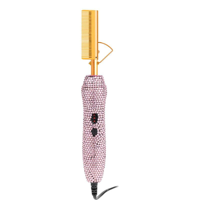 Diamond Electric Hair Straightening and Curling Comb 450°F for Natural Hair and Wigs,Straightening Brush,Straightener,Hair Styling Tools