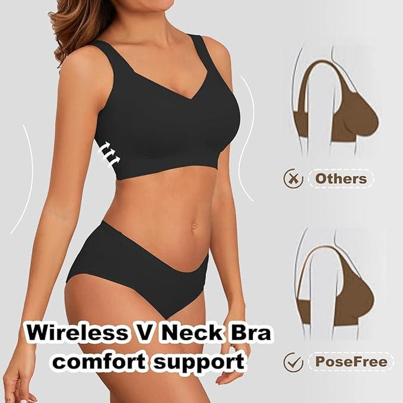 Posefree Womens Seamless Wireless Supportive Push up Comfort Soft No Underwire Full Coverage T-Shirt Sleep Strap Push Underwear Women'S Wirefree Full Coverage Padded Bra Lettes Sculpt Coverage Wireless Back Smoothing Women Lingerie Brasier 32