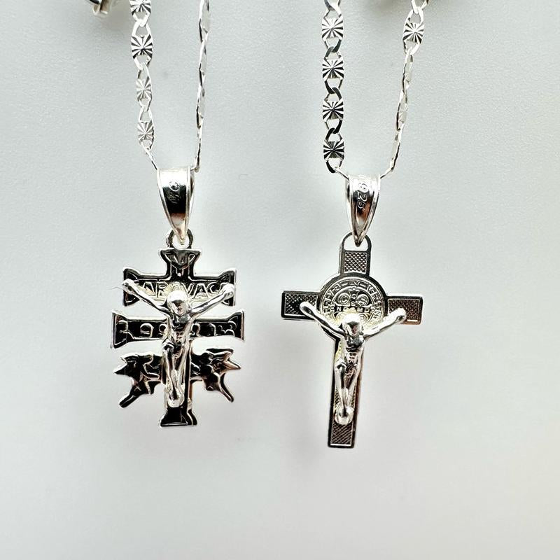 Sterling Silver 925 Cross Necklace for Women - Tiny Cross Pendant - Small Christian Necklace - Gift Ideas for Baptism Graduation Confirmation Kurapika Chains Infinity