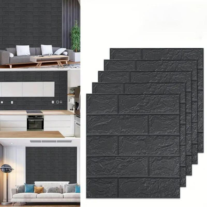 3D Self-Adhesive Foam Tile Wall Sticker, 50Pcs/100Pcs Waterproof Adhesive Decorative Panel, Interior Easy to Stick for Indoor Wall Decoration
