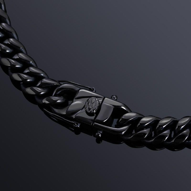 10Mm Thick Cuban Link Chains for Men, Black Stainless Steel Necklace and Bracelet Set, Size Optional 7.5''-30