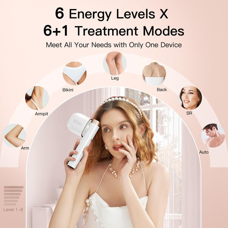 Bosidin IPL At-Home Laser Hair Removal Device, Painless Ice-Cooling, 2 in 1 Hair Removal & Skin Rejuvenation, 20J Energy,6+1 Modes,Hair Removal Kit with Shaver, Goggles,For Women and Men Beauty Device Ipl Hairremoval Comfort