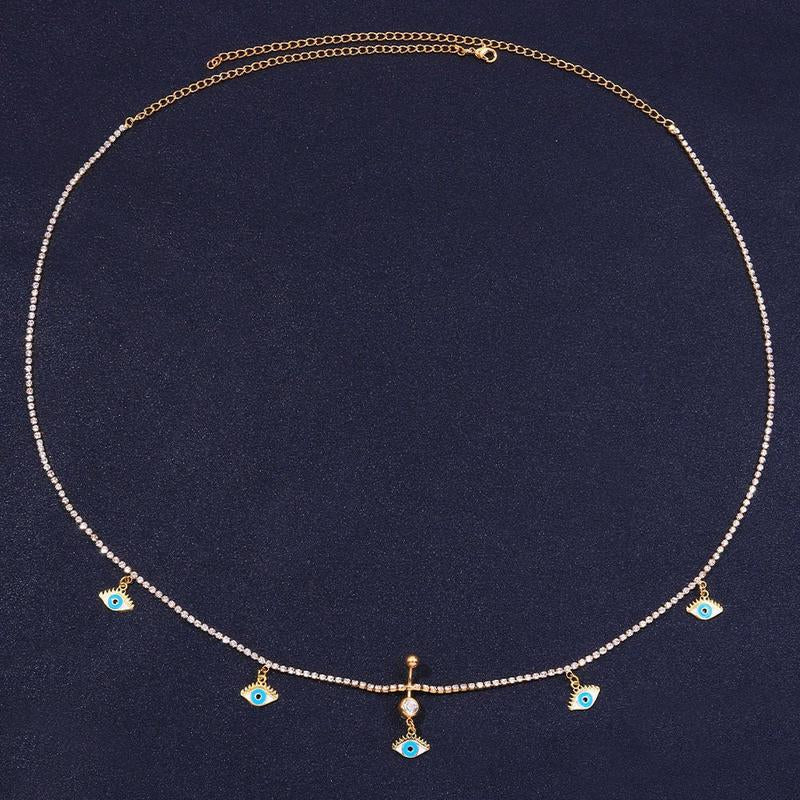 Human Piercing Devil'S Eye Navel Chain - Fashion Accessory