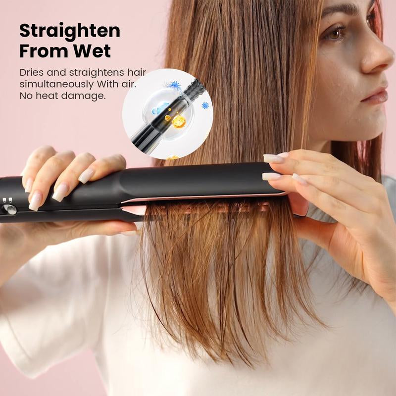 Hair Straightener 2-In-1 Wet & Dry Hair Dryer & Straightener Rapid Heating High-Speed Airflow Curling Iron Pink Hair Styling Tools,Dealsforyoudays