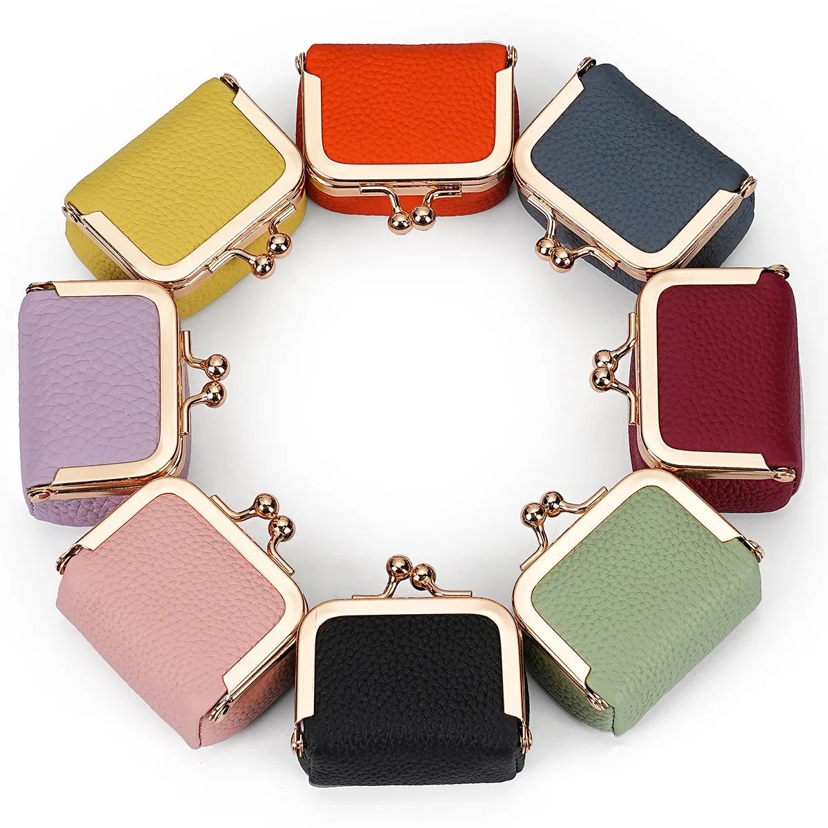 New Genuine Leather Small-Sized Gold Bag, Diamond Ring, Jewelry Bag, Mini Ring, Necklace, Earrings, Accessory Box, Coin Purse