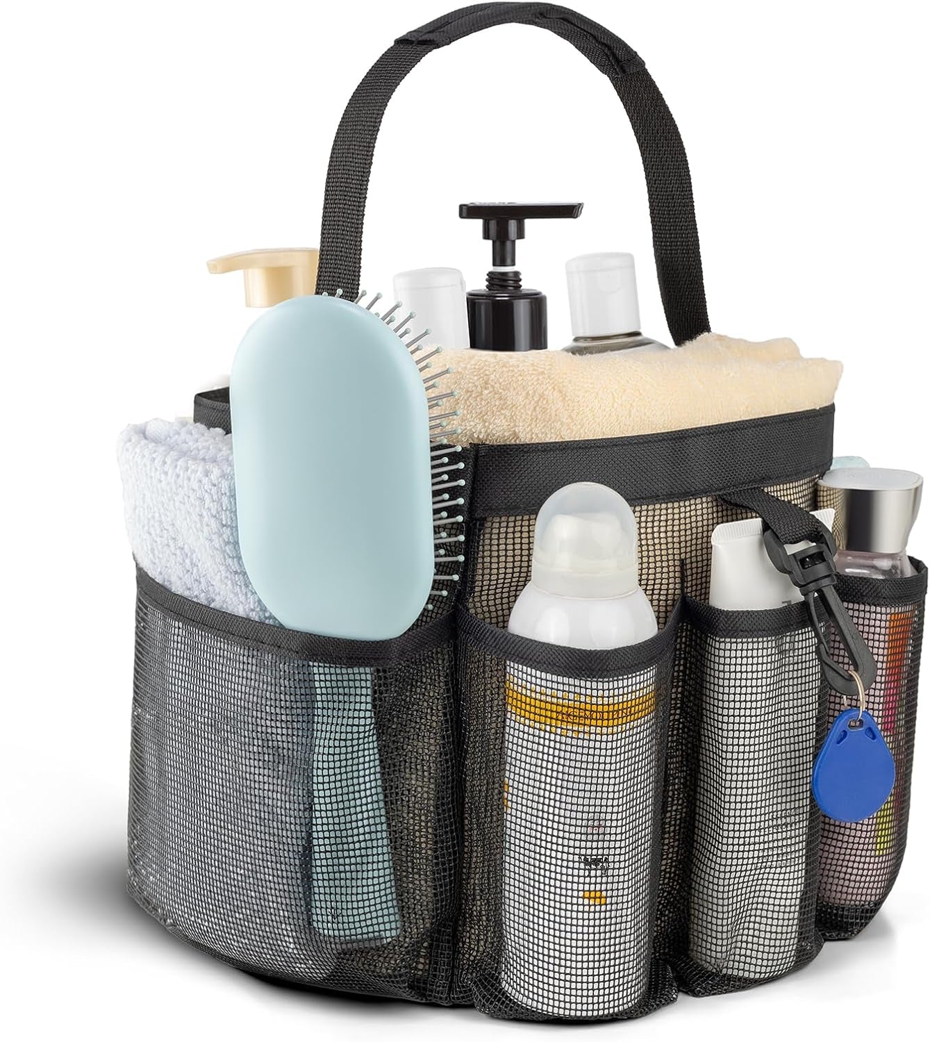 Mesh Shower Caddy Portable for College Dorm Room Essentials with 8-Pocket Large Capacity,Quick Dry Shower Bag for Bathroom, Beach,Gym