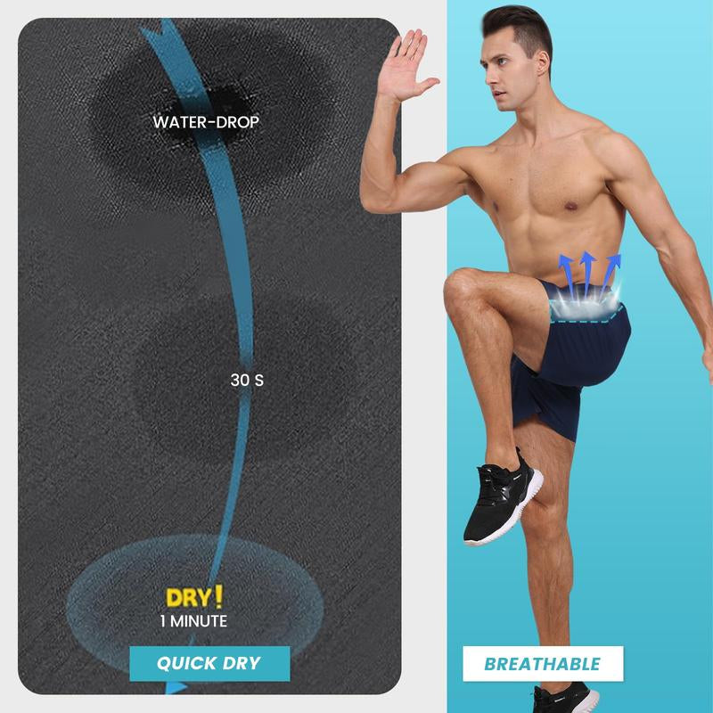 SHOWITTY 2 Pack ‌Plus Size Men'S Gym Workout Shorts with Zipper Pockets- ‌ 5' Quick Dry Summer Athletic Running Casual Basketball Wear