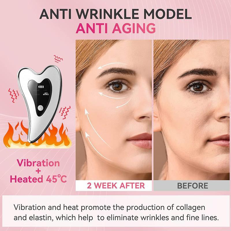 【Mosnami】Electric Gua Sha Face & Neck Tools, Face S-Culpting Tool/Lift Device with Heated & Vibration Massager,Usb Rechargeable, Comfort Facial Device