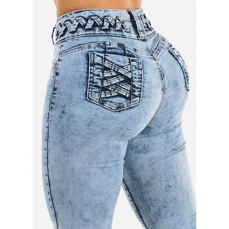 MX JEANS Butt Lift High Waist Acid Wash Skinny Jeans