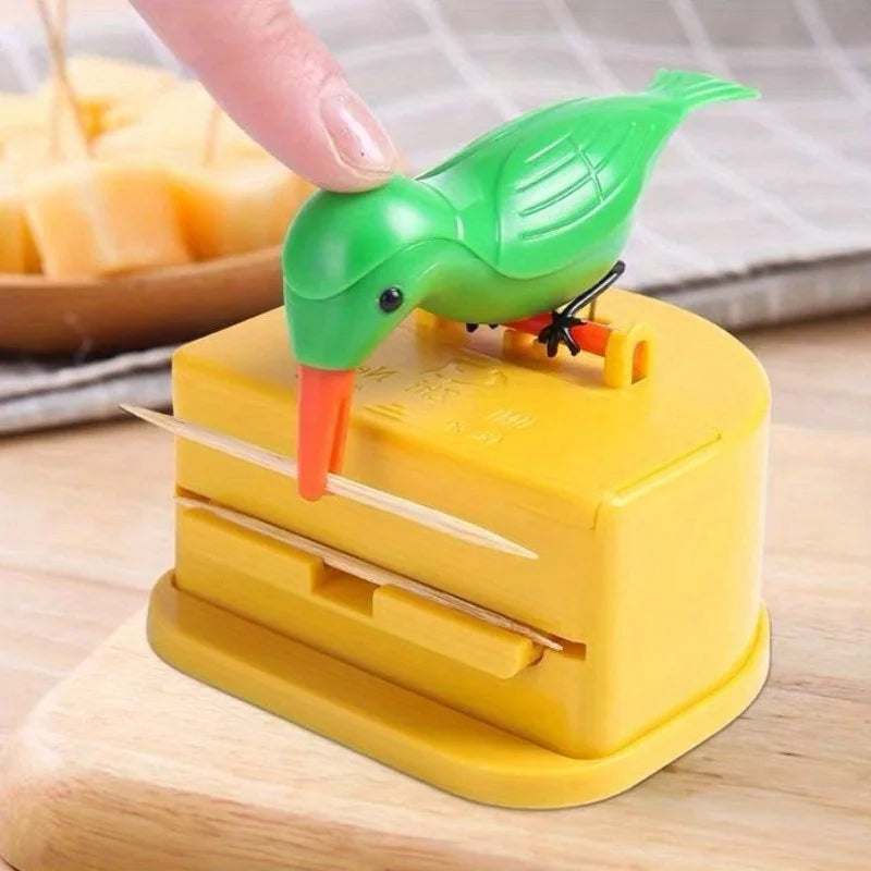 1Pc Cute Bird-Shaped Toothpick Dispenser - Durable PP Plastic Easy Press-To-Open for Home Room Party Storage Fun Gift Idea