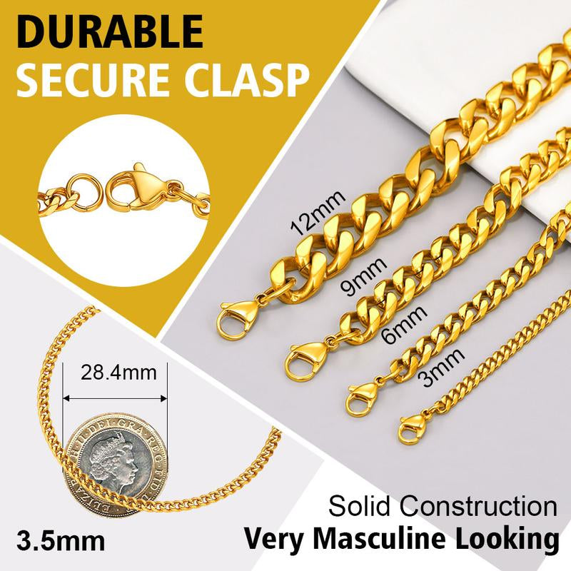 Findchic Cuban Link Chain Bracelets Stainless Steel Chain Hip Hop Bracelets Unisex Chunky Bracelets Jewelry for Women Men Girlfriend Boyfriend