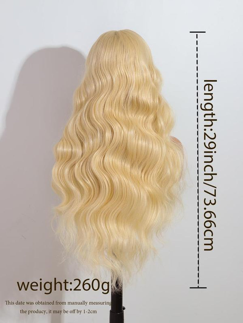 29 Inch Long Curly Wave Synthetic Lace Front Wig, Middle Part Wig Lace Frontal Wig, Fashion All-Match Wave Wigs for Women for Party & Daily Used