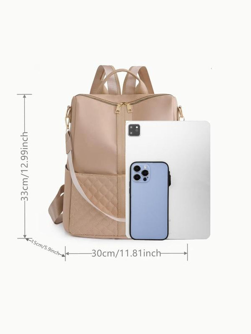 Simple Plain Quilted Nylon Backpack for Summer, Diaper Bag Backpack, Multi-Functional Zipper Waterproof Backpack for School, Durable Strap Travel Stylish Casual Daypack, Stylish Daypacks, Casual Travel Backpack