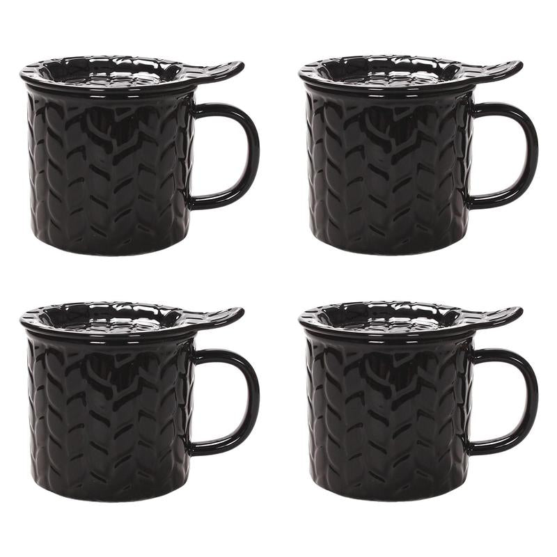 Temp-Tations Carved Willow Set of (4) 24-Oz Mega Mugs with Lid-Its