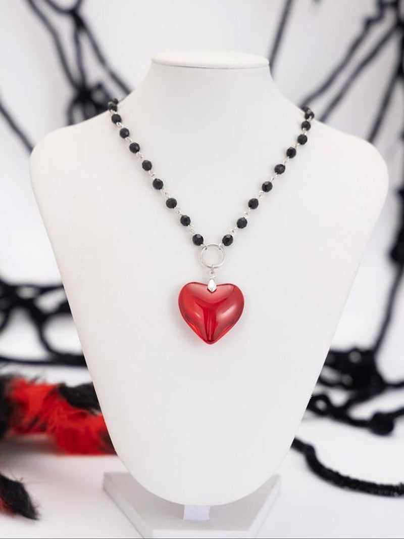 Artificial Crystal & Heart Charm Decor Pendant Necklace for Women & Girls, Fashion Jewelry for Party, Daily Decor, Trendy All-Match & Exquisite Jewelry for Birthday Gift