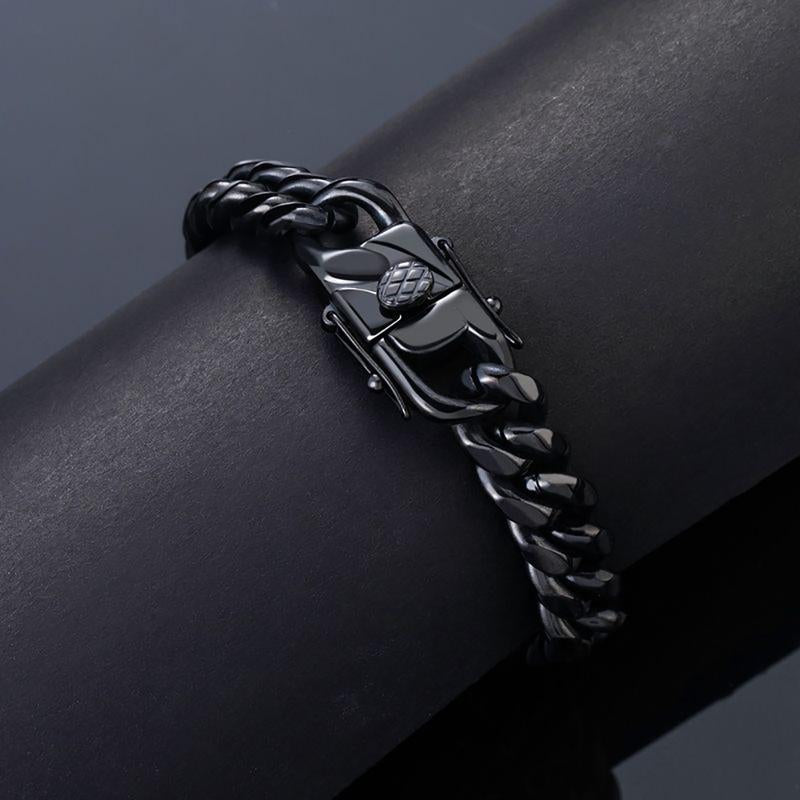 10Mm Thick Cuban Link Chains for Men, Black Stainless Steel Necklace and Bracelet Set, Size Optional 7.5''-30