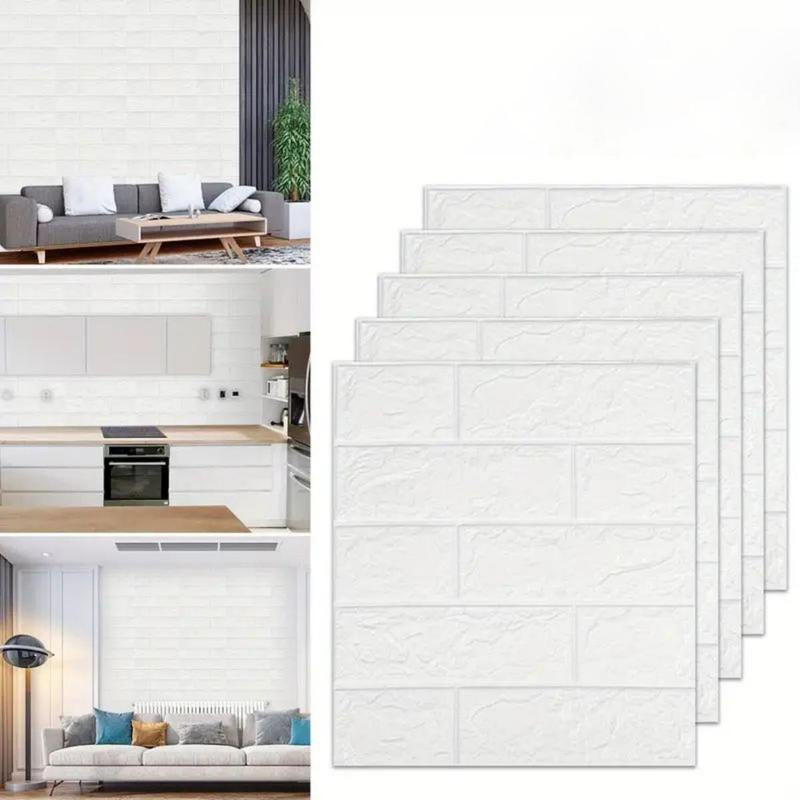 3D Self-Adhesive Foam Tile Wall Sticker, 50Pcs/100Pcs Waterproof Adhesive Decorative Panel, Interior Easy to Stick for Indoor Wall Decoration