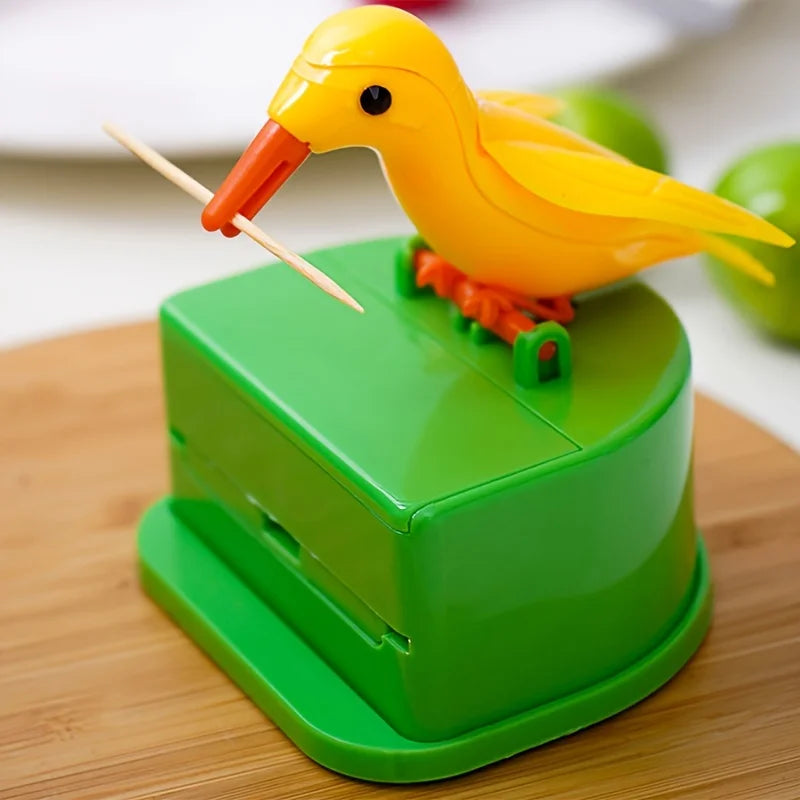 1Pc Cute Bird-Shaped Toothpick Dispenser - Durable PP Plastic Easy Press-To-Open for Home Room Party Storage Fun Gift Idea