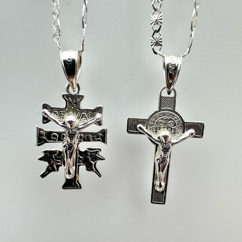 Sterling Silver 925 Cross Necklace for Women - Tiny Cross Pendant - Small Christian Necklace - Gift Ideas for Baptism Graduation Confirmation Kurapika Chains Infinity