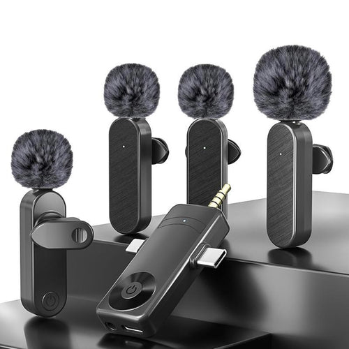1-To-4 Portable Wireless Microphone Set, Rechargeable Wireless Mic for Content Creators, Professional Wireless Microphone Set for Live Streaming & Podcasting