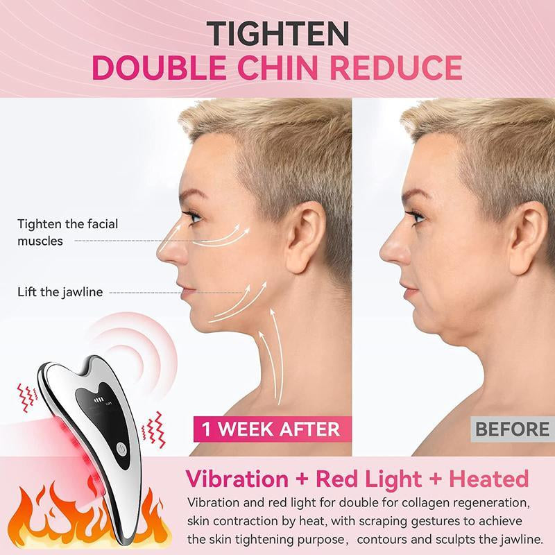 【Mosnami】Electric Gua Sha Face & Neck Tools, Face S-Culpting Tool/Lift Device with Heated & Vibration Massager,Usb Rechargeable, Comfort Facial Device