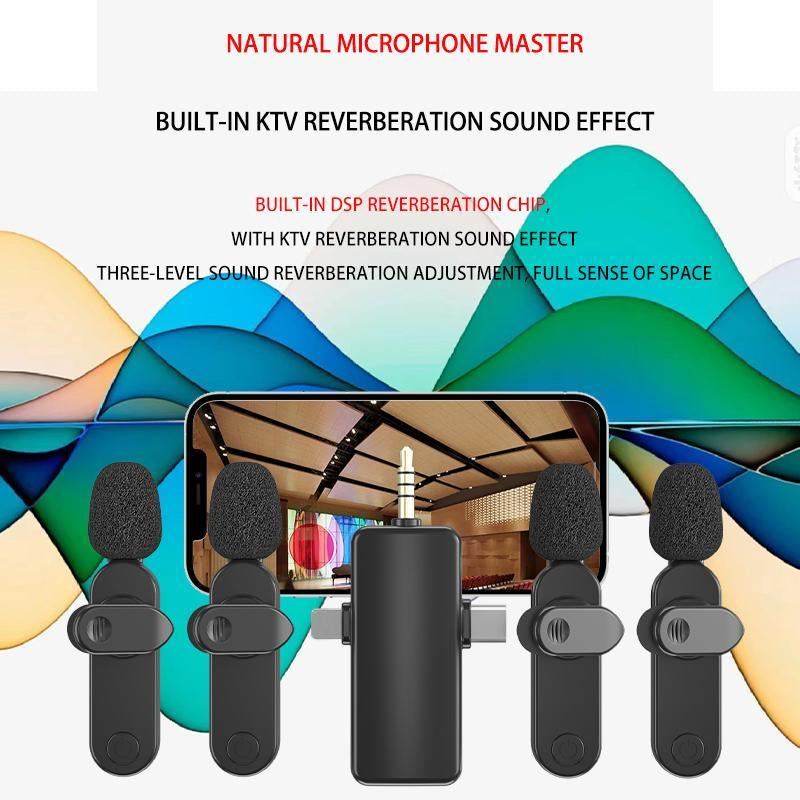 1-To-4 Portable Wireless Microphone Set, Rechargeable Wireless Mic for Content Creators, Professional Wireless Microphone Set for Live Streaming & Podcasting