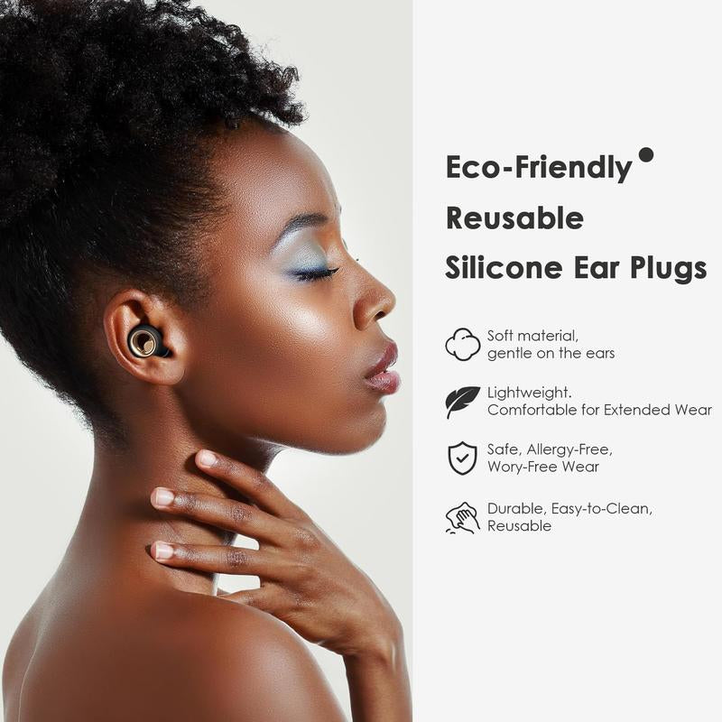 Ear Plugs for Sleeping Noise Cancelling, 45Db Soft Ear Plugs for Concert, Reusable Ear Plugs for Noise Reduction with 8 Ear Tips, Silicone Hearing Protection Earplugs for Work and Travel