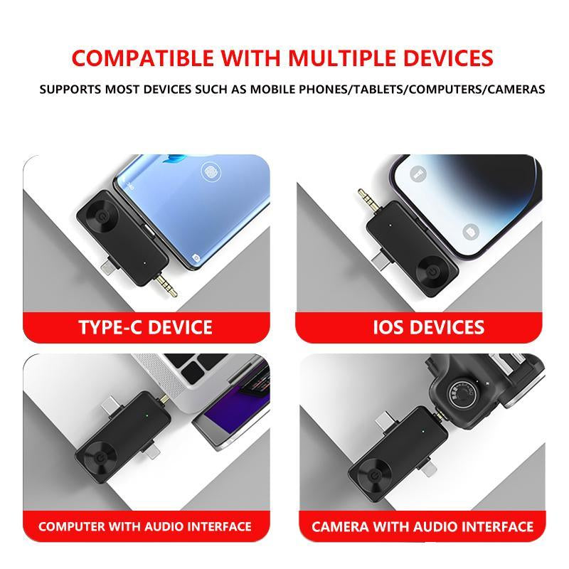 1-To-4 Portable Wireless Microphone Set, Rechargeable Wireless Mic for Content Creators, Professional Wireless Microphone Set for Live Streaming & Podcasting